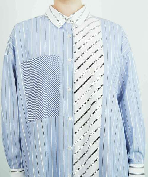 FRAPBOIS（フラボア）の「ストラシャツ ロングシャツ（シャツワンピース・レディース・ネイビー/ブルー・1/0）」の7枚目の写真