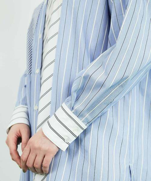 FRAPBOIS（フラボア）の「ストラシャツ ロングシャツ（シャツワンピース・レディース・ネイビー/ブルー・1/0）」の8枚目の写真