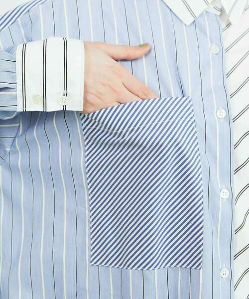 FRAPBOIS（フラボア）の「ストラシャツ ロングシャツ（シャツワンピース・レディース・ネイビー/ブルー・1/0）」の9枚目の写真