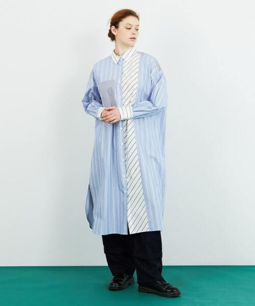 FRAPBOIS（フラボア）の「ストラシャツ ロングシャツ（シャツワンピース・レディース・ネイビー/ブルー・1/0）」の15枚目の写真