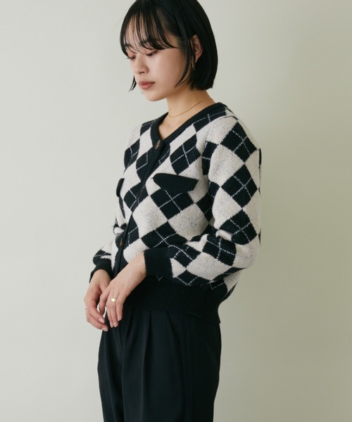 mebole(メボレ)の「アーガイル柄ニットカーディガン(カーディガン/ボレロ・レディース・ブラウン/ブラック/グレー・FREE)」の17枚目の写真