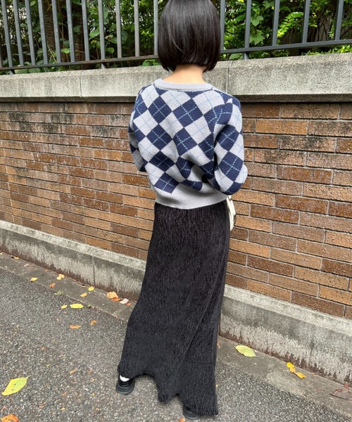 mebole(メボレ)の「アーガイル柄ニットカーディガン(カーディガン/ボレロ・レディース・ブラウン/ブラック/グレー・FREE)」の5枚目の写真