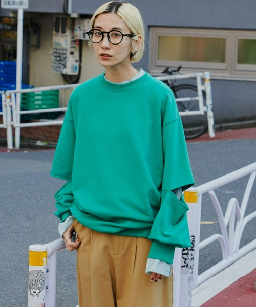 Auntie Rosa Holiday(アンティローザホリデー)の「TC裏毛スリットスリーブプルオーバー(スウェット・レディース・チャコールグレー/グリーン/ホワイト・FREE)」の5枚目の写真