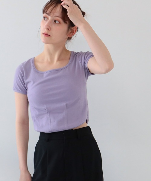 Ray BEAMS（レイビームス）の「Ray BEAMS / タイト クロップド Tシャツ（Tシャツ/カットソー・レディース・ブラック/ラベンダー/ホワイト・ONE SIZE）」の3枚目の写真