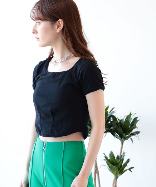 Ray BEAMS（レイビームス）の「Ray BEAMS / タイト クロップド Tシャツ（Tシャツ/カットソー・レディース・ブラック/ラベンダー/ホワイト・ONE SIZE）」の2枚目の写真