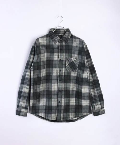 WESTSEA(ウエストシー)の「チェック柄 プリント フリーストップスシャツ(シャツ/ブラウス・メンズ・グリーン/オレンジ/ブルー/グレー/オフホワイト/ブルー系その他/ブルー系その他2/ブラック/ネイビー/ベージュ/ブルー系その他3/ブラック系その他/ブルー系その他4/ブラック系その他2/ダークオレンジ・M/L/LL)」の4枚目の写真