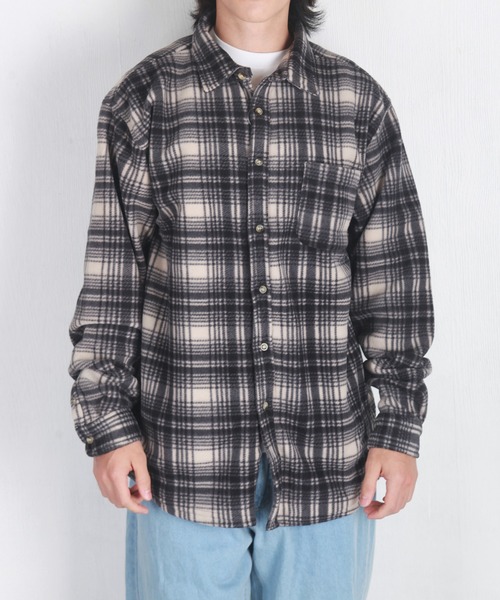 WESTSEA(ウエストシー)の「チェック柄 プリント フリーストップスシャツ(シャツ/ブラウス・メンズ・グリーン/オレンジ/ブルー/グレー/オフホワイト/ブルー系その他/ブルー系その他2/ブラック/ネイビー/ベージュ/ブルー系その他3/ブラック系その他/ブルー系その他4/ブラック系その他2/ダークオレンジ・M/L/LL)」の2枚目の写真