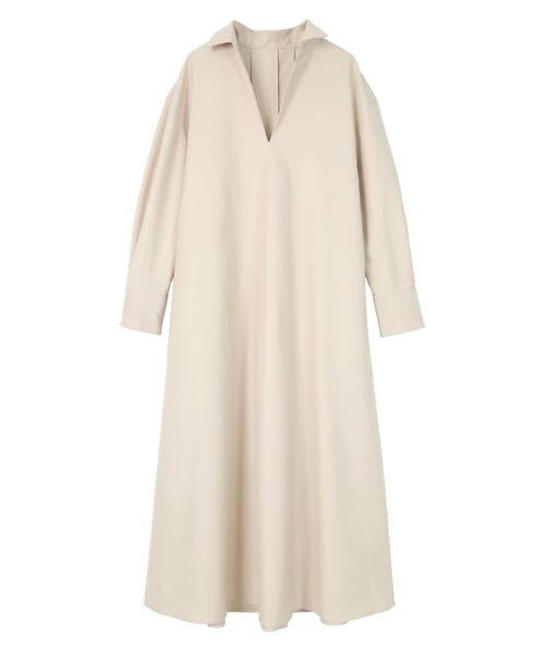 スキッパーネックロングワンピース