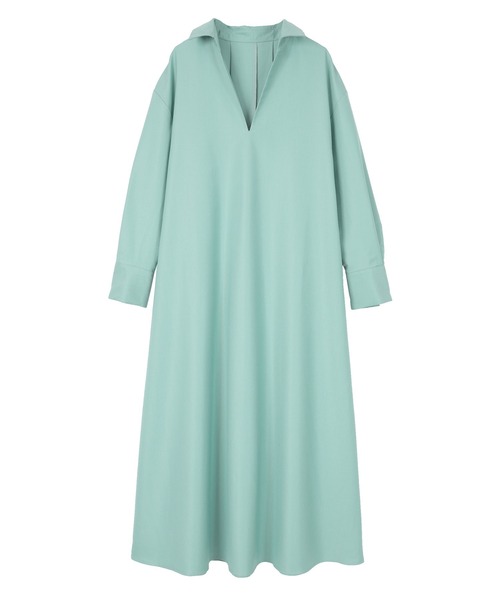 スキッパーネックロングワンピース