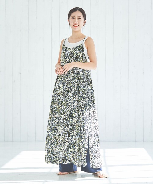 coen(コーエン)の「水彩風ドットプリントキャミワンピース(ワンピース・レディース・オリーブ/コバルトブルー・M/L)」の3枚目の写真