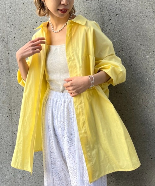 CIAOPANIC(チャオパニック)の「ビッグシルエットオーバーシャツ(シャツ/ブラウス・レディース・チャコールグレー/スカイブルー/グレー/イエロー/ブルー/ミント/ホワイト/パープル/ブラウン・XX-LARGE/XXX-LARGE)」の9枚目の写真