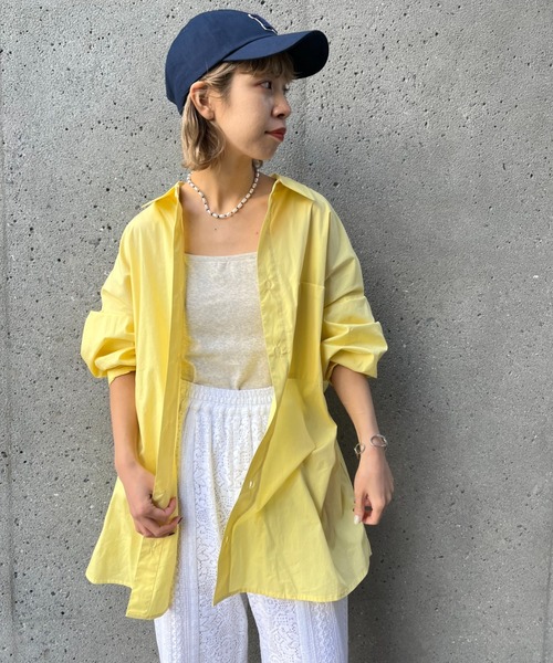 CIAOPANIC(チャオパニック)の「ビッグシルエットオーバーシャツ(シャツ/ブラウス・レディース・チャコールグレー/スカイブルー/グレー/イエロー/ブルー/ミント/ホワイト/パープル/ブラウン・XX-LARGE/XXX-LARGE)」の13枚目の写真