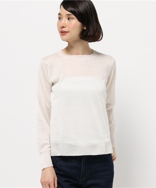 OUTLET（アウトレット）の「【BLOOM&BRANCH】麻xシルクニットL（ニット/セーター・レディース・ダークブルー/ホワイト/サーモンピンク・1/0）」の2枚目の写真