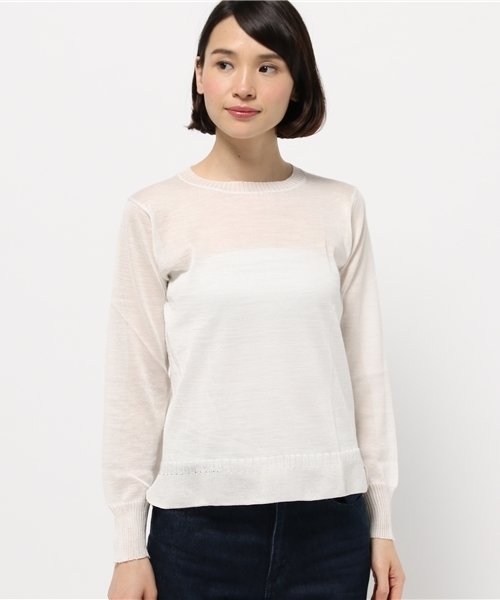OUTLET（アウトレット）の「【BLOOM&BRANCH】麻xシルクニットL（ニット/セーター・レディース・ダークブルー/ホワイト/サーモンピンク・1/0）」の4枚目の写真