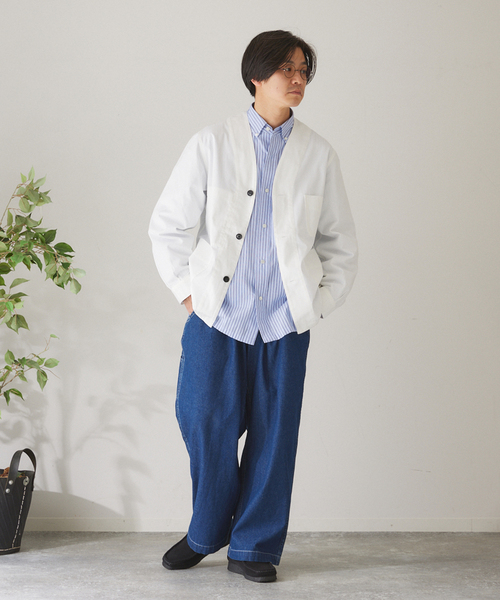 417 EDIFICE(フォーワンセブンエディフィス)の「ノーカラーWORKINGジャケット(カバーオール・メンズ・ブルー/ブラック/ホワイト・MEDIUM/LARGE)」の10枚目の写真