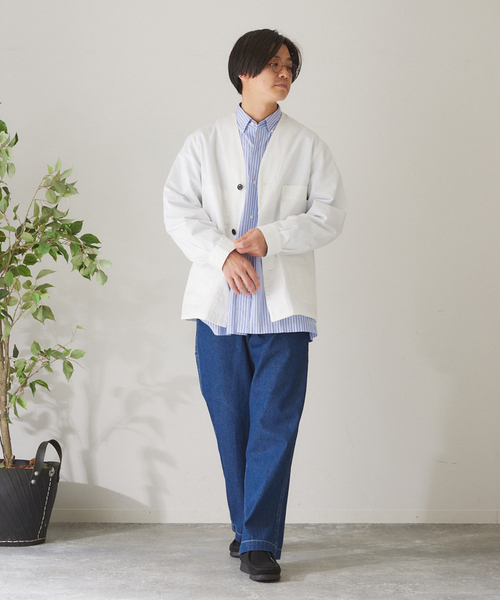 417 EDIFICE(フォーワンセブンエディフィス)の「ノーカラーWORKINGジャケット(カバーオール・メンズ・ブルー/ブラック/ホワイト・MEDIUM/LARGE)」の14枚目の写真