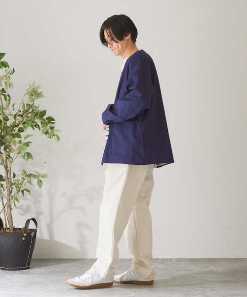 417 EDIFICE(フォーワンセブンエディフィス)の「ノーカラーWORKINGジャケット(カバーオール・メンズ・ブルー/ブラック/ホワイト・MEDIUM/LARGE)」の20枚目の写真