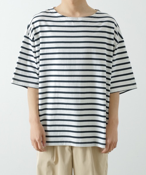 improves（インプローブス）の「【improves】ボーダー ボートネック 五分袖 バスクシャツ（Tシャツ/カットソー・メンズ・ブラック×ホワイト/ホワイト×ネイビー・LARGE/MEDIUM）」の3枚目の写真