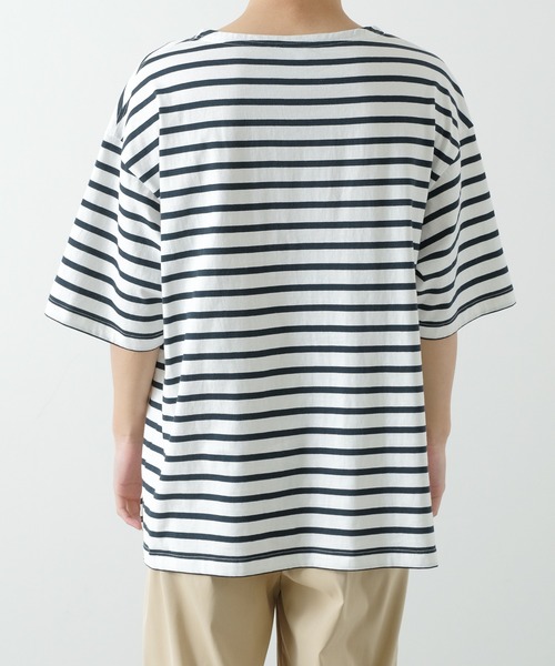 improves（インプローブス）の「【improves】ボーダー ボートネック 五分袖 バスクシャツ（Tシャツ/カットソー・メンズ・ブラック×ホワイト/ホワイト×ネイビー・LARGE/MEDIUM）」の6枚目の写真