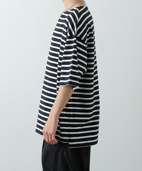 improves（インプローブス）の「【improves】ボーダー ボートネック 五分袖 バスクシャツ（Tシャツ/カットソー・メンズ・ブラック×ホワイト/ホワイト×ネイビー・LARGE/MEDIUM）」の7枚目の写真
