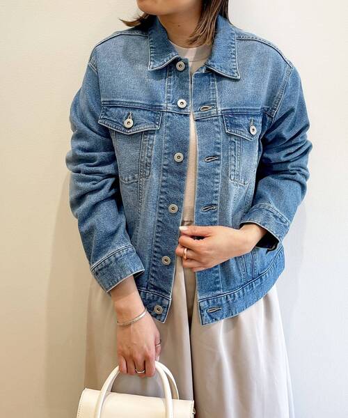 OPAQUE.CLIP（オペークドットクリップ）の「◆ストレッチ コットン混 デニムジャケット（デニムジャケット・レディース・ダークネイビー/オフホワイト/ブルー・38/40）」の16枚目の写真