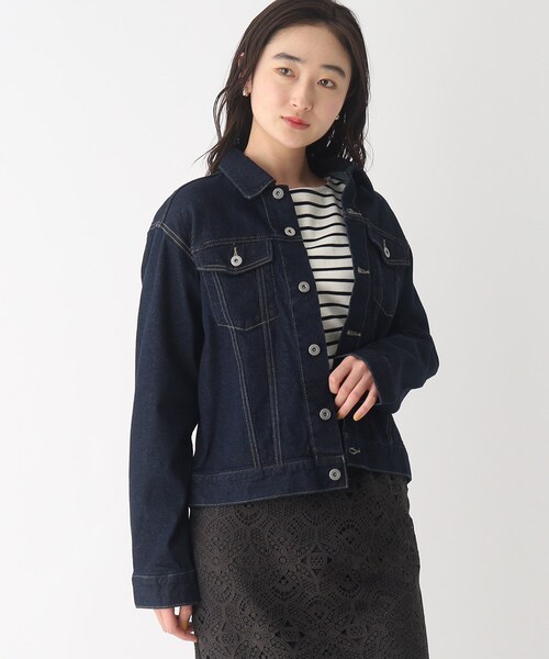OPAQUE.CLIP（オペークドットクリップ）の「◆ストレッチ コットン混 デニムジャケット（デニムジャケット・レディース・ダークネイビー/オフホワイト/ブルー・38/40）」の17枚目の写真