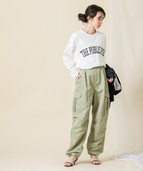 audrey and john wad（オードリーアンドジョンワッド）の「ナイロンワッシャーカーゴパンツ（カーゴパンツ・レディース・ライトベージュ/ライトカーキ・M）」の9枚目の写真