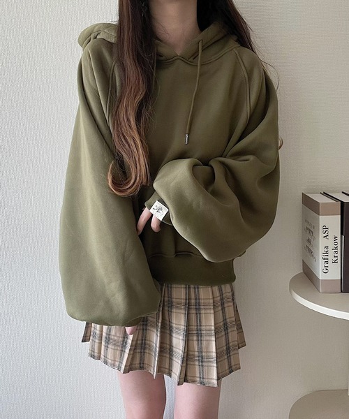 Nana(ナナ)の「Nanaタグボリュームパーカー(パーカー・レディース・ホワイト/ベージュ/ダークグレー/カーキ・FREE/X-LARGE/SMALL/MEDIUM/LARGE)」の9枚目の写真