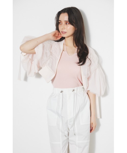 rienda（リエンダ）の「ボリュームチュールショートブルゾン（ブルゾン・レディース・ピンク/ホワイト/ブラック・FREE）」の9枚目の写真