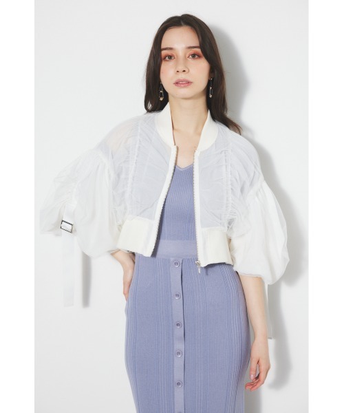 rienda（リエンダ）の「ボリュームチュールショートブルゾン（ブルゾン・レディース・ピンク/ホワイト/ブラック・FREE）」の15枚目の写真