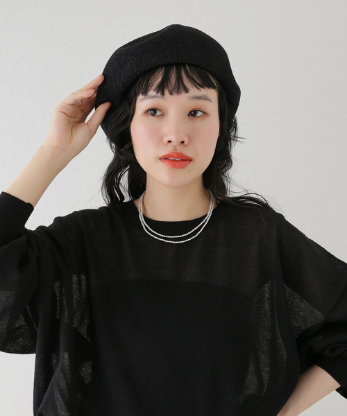 KIJIMA TAKAYUKI(キジマ タカユキ)の「【KIJIMA TAKAYUKI/キジマタカユキ】KNIT BERET:帽子(ハンチング/ベレー帽・レディース・ブラック・FREE)」の4枚目の写真