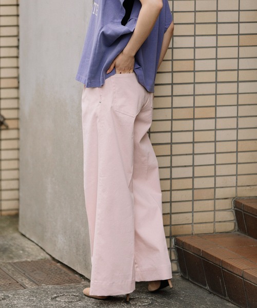 Munich（ミューニック）の「オーガニックコットンドビーワイドパンツ（その他パンツ・レディース・グリーン/ベージュ/ピンク/ブラック・S/XS/M）」の8枚目の写真