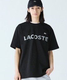 「LACOSTE」 半袖カットソー FREE ブラック レディース Women's Signature Print Cotton T-Shirt - T-Shirts & Tops