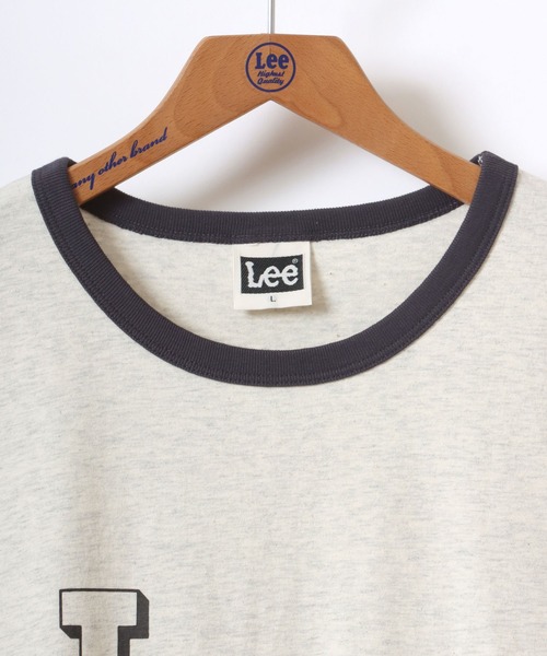 Lee（リー）の「Lee/リー RINGER S/S TEE/オーバーサイズ カラー杢 ロゴ リンガー 半袖Tシャツ/レディース メンズ（Tシャツ/カットソー・メンズ・レッド/グリーン/オートミール/イエロー/ブルー・M/L/XL）」の12枚目の写真