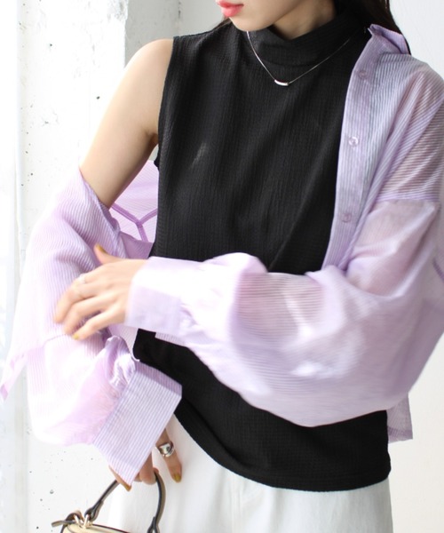 GeeRA(ジーラ)の「カットジャカードノースリーブハイネックブラウス(Tシャツ/カットソー・レディース・ブラック/オフホワイト・MEDIUM/LARGE)」の17枚目の写真