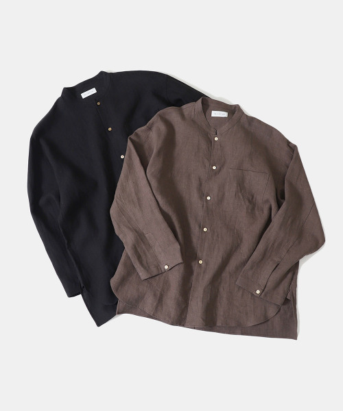 BALLAST ARK（バラストアーク）の「BALLAST ARK / バラストアーク：FRENCH LINEN SHIRTS：BA07-SH001[AST]（Tシャツ/カットソー・メンズ・ブラック/ブラウン系その他・M/L）」の5枚目の写真