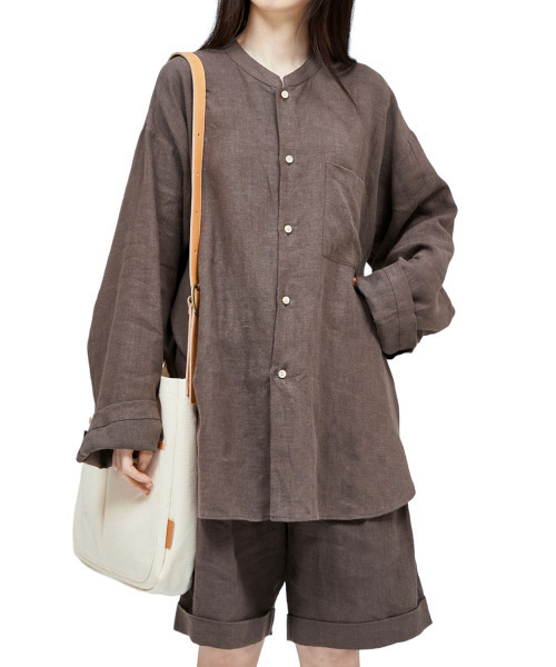 BALLAST ARK（バラストアーク）の「BALLAST ARK / バラストアーク：FRENCH LINEN SHIRTS：BA07-SH001[AST]（Tシャツ/カットソー・メンズ・ブラック/ブラウン系その他・M/L）」の11枚目の写真