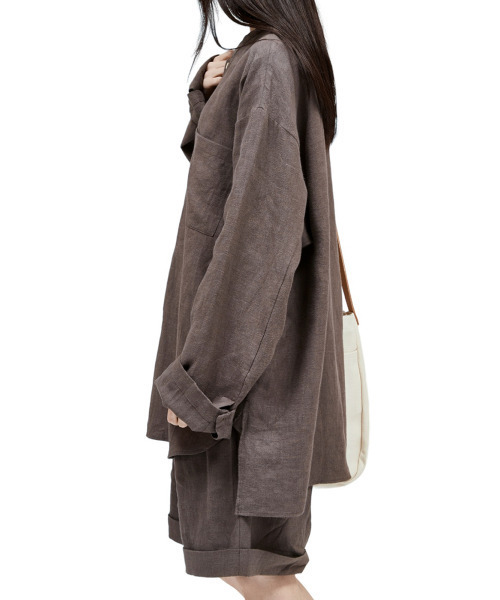 BALLAST ARK（バラストアーク）の「BALLAST ARK / バラストアーク：FRENCH LINEN SHIRTS：BA07-SH001[AST]（Tシャツ/カットソー・メンズ・ブラック/ブラウン系その他・M/L）」の12枚目の写真