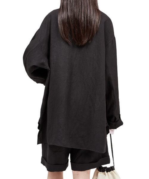 BALLAST ARK（バラストアーク）の「BALLAST ARK / バラストアーク：FRENCH LINEN SHIRTS：BA07-SH001[AST]（Tシャツ/カットソー・メンズ・ブラック/ブラウン系その他・M/L）」の9枚目の写真