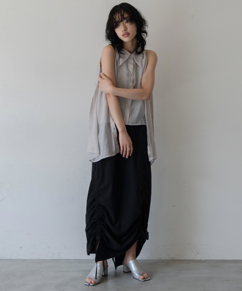 VACANCY(ヴァカンシー)の「マルチウェイショルダーシアーシャツ(シャツ/ブラウス・レディース・ブルー/ライトグレー/ライトパープル/ネイビー/イエロー・FREE)」の9枚目の写真