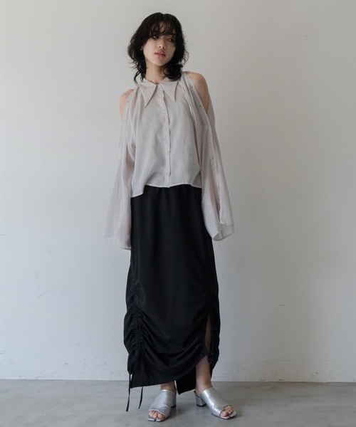 VACANCY(ヴァカンシー)の「マルチウェイショルダーシアーシャツ(シャツ/ブラウス・レディース・ブルー/ライトグレー/ライトパープル/ネイビー/イエロー・FREE)」の6枚目の写真