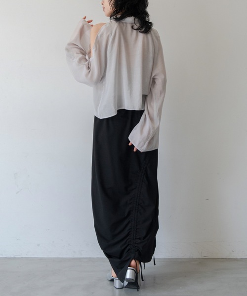 VACANCY(ヴァカンシー)の「マルチウェイショルダーシアーシャツ(シャツ/ブラウス・レディース・ブルー/ライトグレー/ライトパープル/ネイビー/イエロー・FREE)」の7枚目の写真