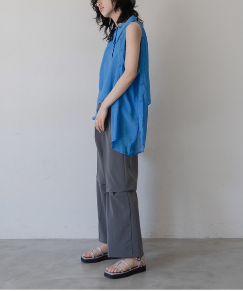 VACANCY(ヴァカンシー)の「マルチウェイショルダーシアーシャツ(シャツ/ブラウス・レディース・ブルー/ライトグレー/ライトパープル/ネイビー/イエロー・FREE)」の15枚目の写真