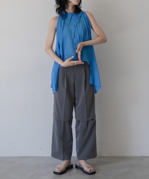 VACANCY(ヴァカンシー)の「マルチウェイショルダーシアーシャツ(シャツ/ブラウス・レディース・ブルー/ライトグレー/ライトパープル/ネイビー/イエロー・FREE)」の16枚目の写真