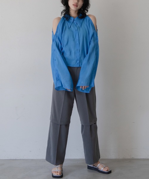 VACANCY(ヴァカンシー)の「マルチウェイショルダーシアーシャツ(シャツ/ブラウス・レディース・ブルー/ライトグレー/ライトパープル/ネイビー/イエロー・FREE)」の12枚目の写真