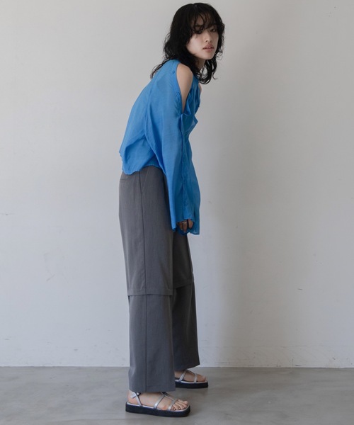 VACANCY(ヴァカンシー)の「マルチウェイショルダーシアーシャツ(シャツ/ブラウス・レディース・ブルー/ライトグレー/ライトパープル/ネイビー/イエロー・FREE)」の13枚目の写真