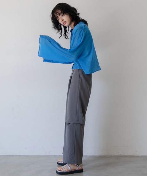 VACANCY(ヴァカンシー)の「マルチウェイショルダーシアーシャツ(シャツ/ブラウス・レディース・ブルー/ライトグレー/ライトパープル/ネイビー/イエロー・FREE)」の11枚目の写真