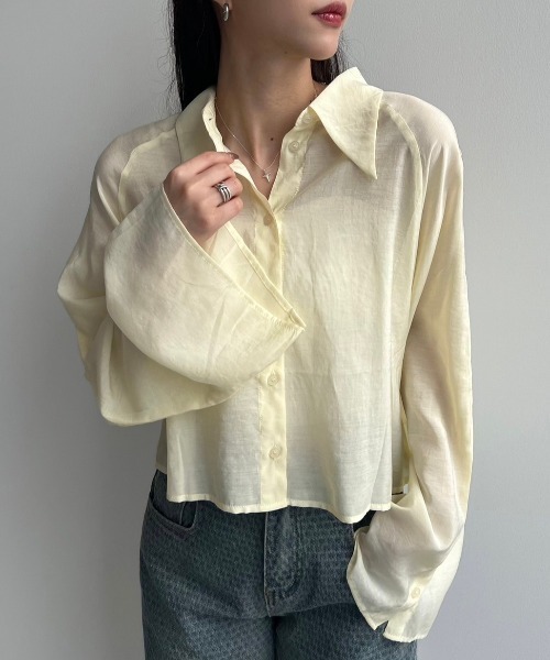 VACANCY(ヴァカンシー)の「マルチウェイショルダーシアーシャツ(シャツ/ブラウス・レディース・ブルー/ライトグレー/ライトパープル/ネイビー/イエロー・FREE)」の18枚目の写真