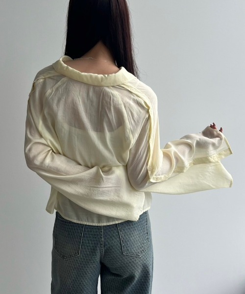 VACANCY(ヴァカンシー)の「マルチウェイショルダーシアーシャツ(シャツ/ブラウス・レディース・ブルー/ライトグレー/ライトパープル/ネイビー/イエロー・FREE)」の19枚目の写真