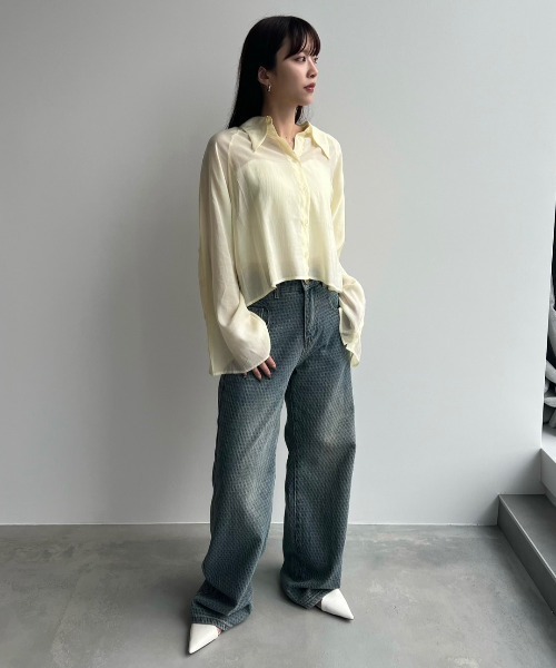 VACANCY(ヴァカンシー)の「マルチウェイショルダーシアーシャツ(シャツ/ブラウス・レディース・ブルー/ライトグレー/ライトパープル/ネイビー/イエロー・FREE)」の20枚目の写真